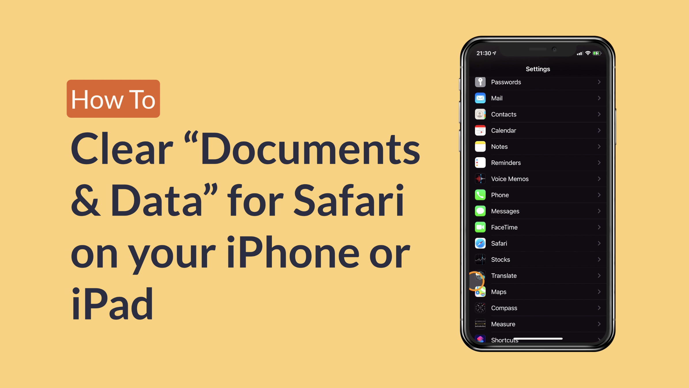 ios clear safari documents and data